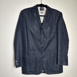 Callaway Golf Italian Linen Blazer Navy Blue Size 40R Preppy‎ Country Club Money